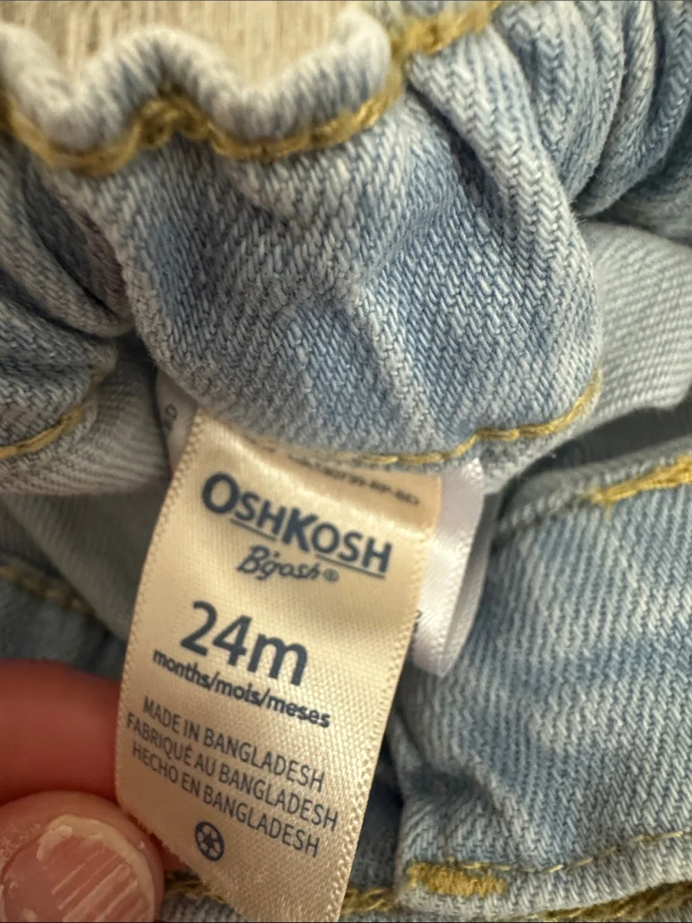 OshKosh B'gosh Light Blue Denim Baby Shorts with Foral  Stitching
